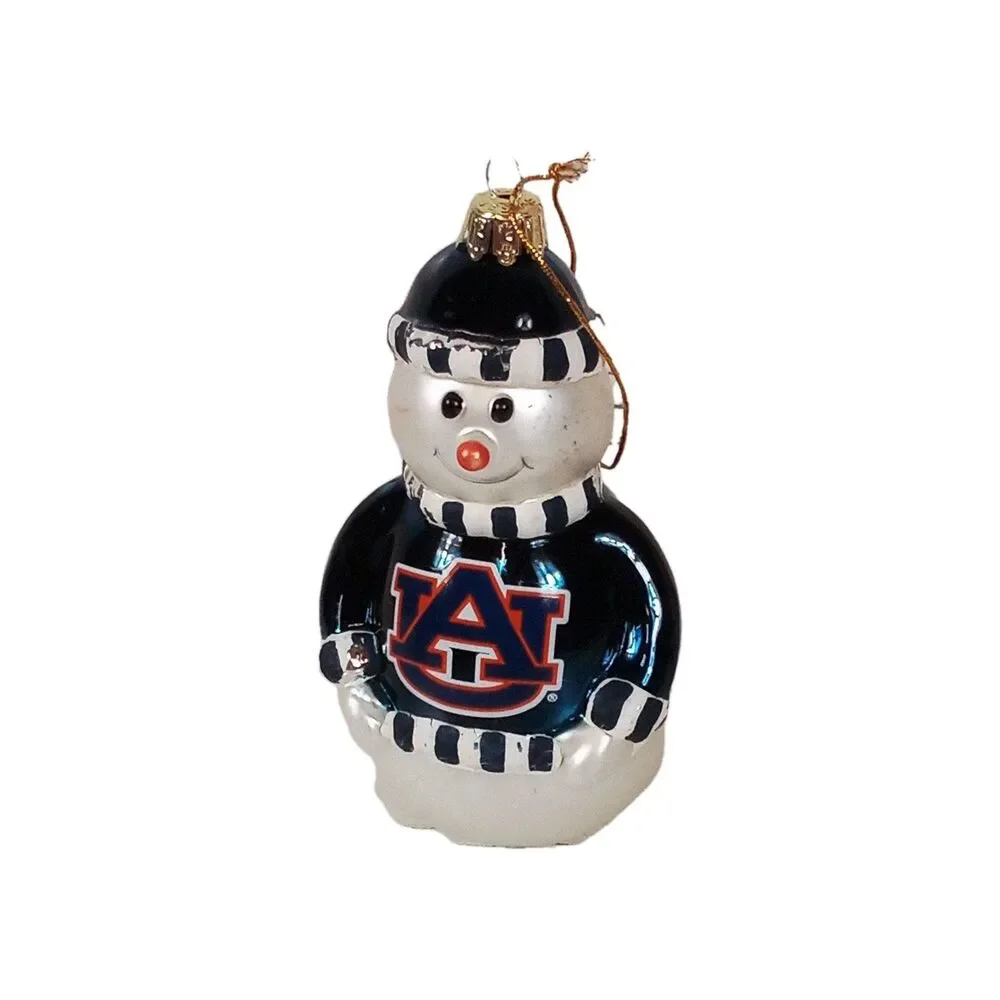 Vintage Auburn Tigers War Eagle Snowman Christmas Tree Ornament W Imperfections